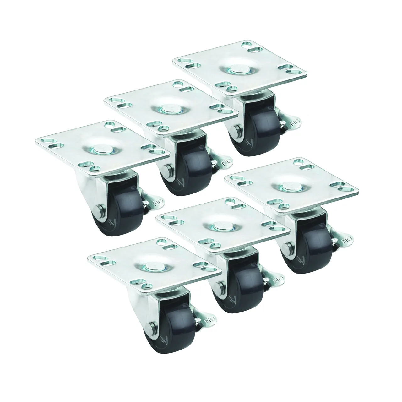 Krowne BC-133 Casters, 2" Low Profile with Brakes (Set of 6), Plate