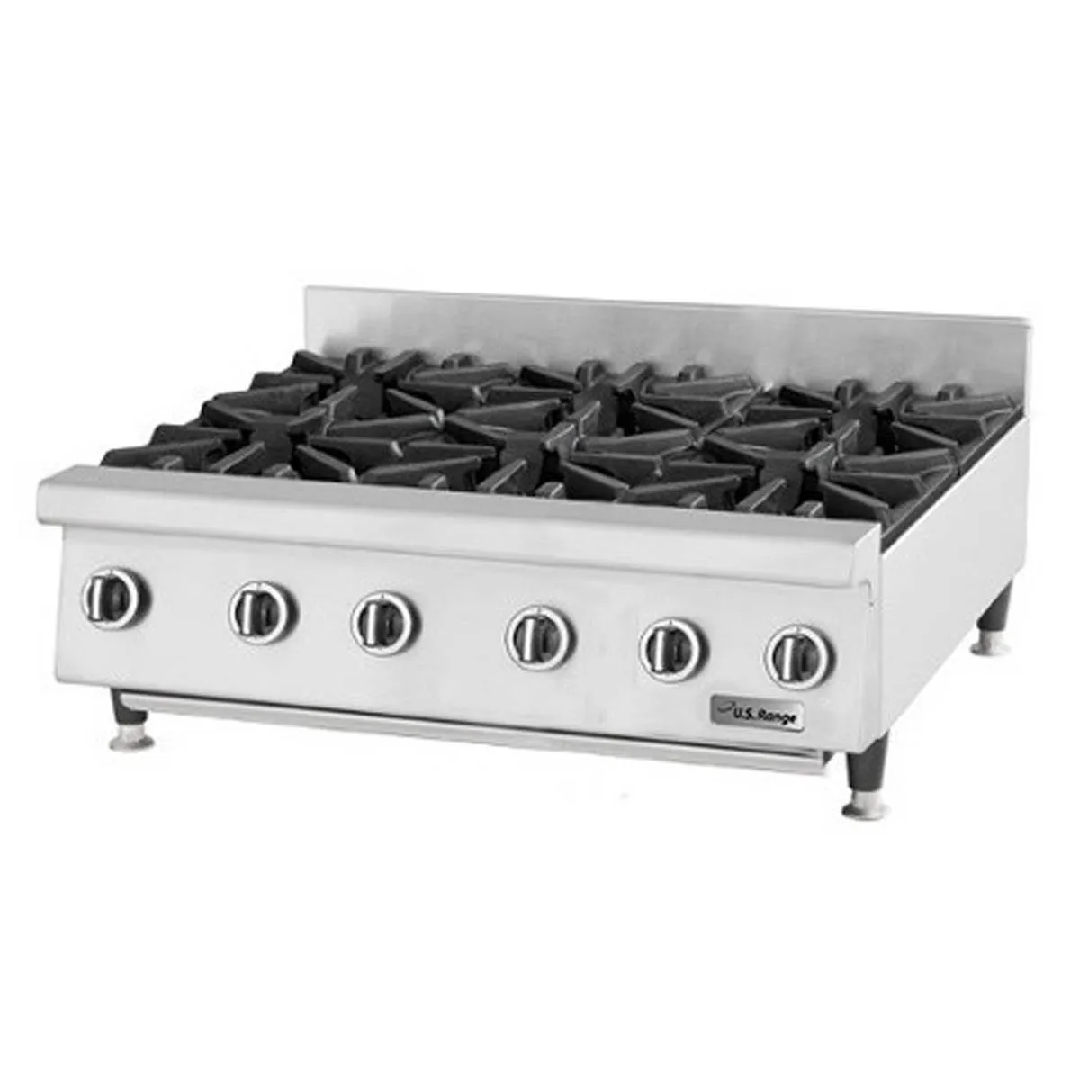 Garland US Range UTOG36-6 36" Countertop Heavy Duty Gas Hotplate with (6) Burners, 180.000 BTU
