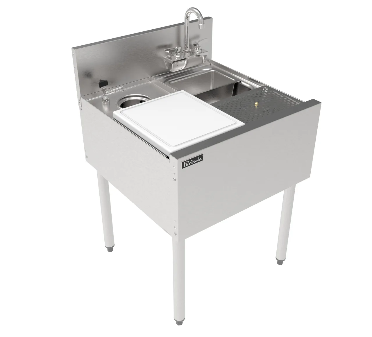 Perlick TSF24PS-SBRT Underbar Sink Units, 1 Compartment w/Glass Rinser & Cutting Board - Left