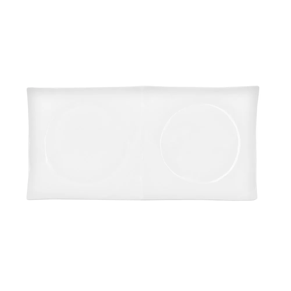 CACChina F-P2 Fortune Platter – 11-1/2" L × 5" W × 3/4" H, 2 Compartment Porcelain White – 1 Dozen