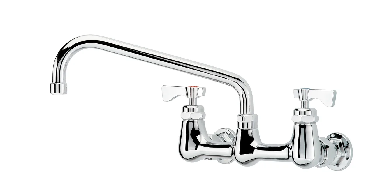 Krowne 14-808L Krowne Royal Series Faucet, Splash-Mounted, 8" Centers, 8" Swing Spout