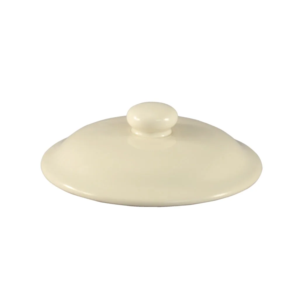 CAC China CAS-10-LID - Ceramic Lid, 4-5/8" Dia x 1-1/4" H, White, Oven Microwave Safe - 1 Dozen