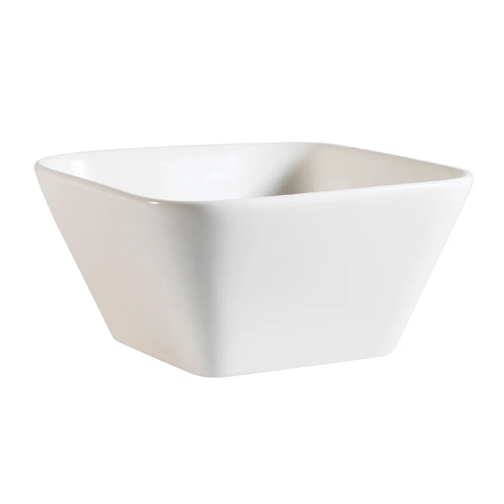 CAC China PLT-B6 - Square 22‑Oz Porcelain Bowl, 6"×6"×3", Bone White, Microwave Safe - 1 Dozen