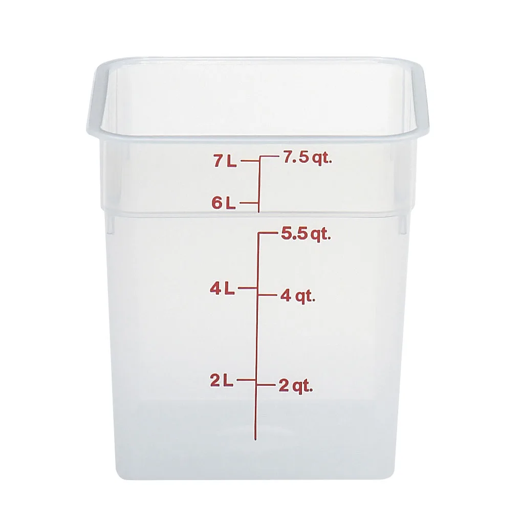 Cambro 8SFSPP190 CamSquare 8‑Quart Square Container, 8‑3/8" L x 8‑3/8" W x 9‑1/8" H, Clear PP, NSF