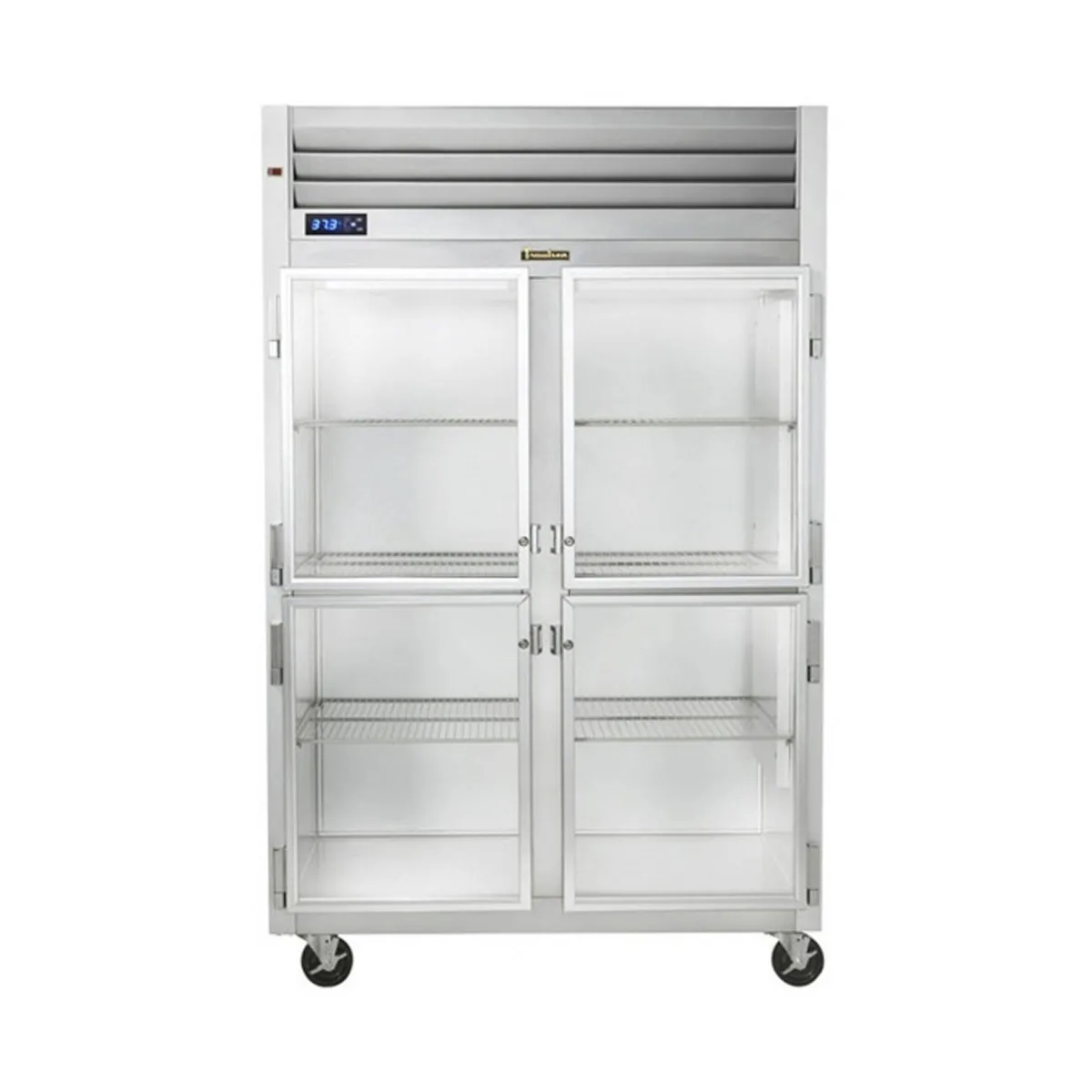Traulsen G27007P 52" 2-Section Pass-Thru Refrigerator w/ 8 Half Glass-Solid Doors (right/right hinged), 49.22 cu. ft.