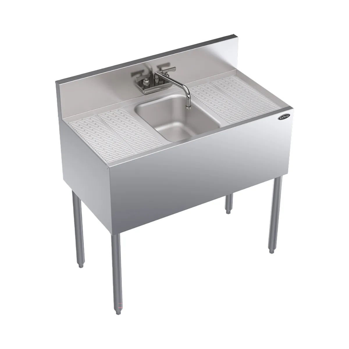 Krowne KR19-31C 36" 1 Compartment Underbar Sink w/ 2 Drainboards, Splash-Mount Faucet