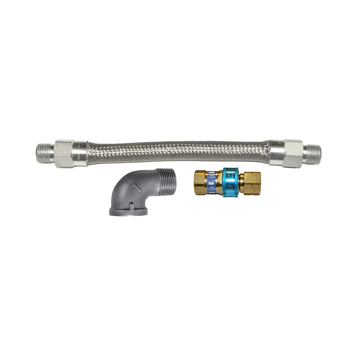 Dormont 16100BQ48 48" Stainless Steel Moveable Foodservice Gas Connector w/ SnapFast, 1" Diameter