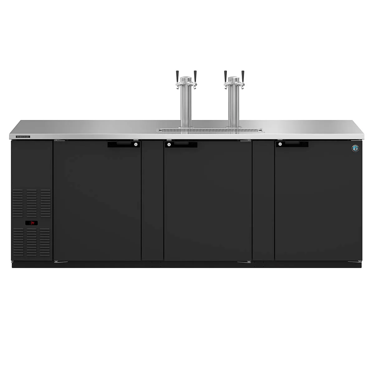 Hoshizaki DD95 Black Double Tap Kegerator Beer Dispenser - 5 x 1/2 Keg Capacity