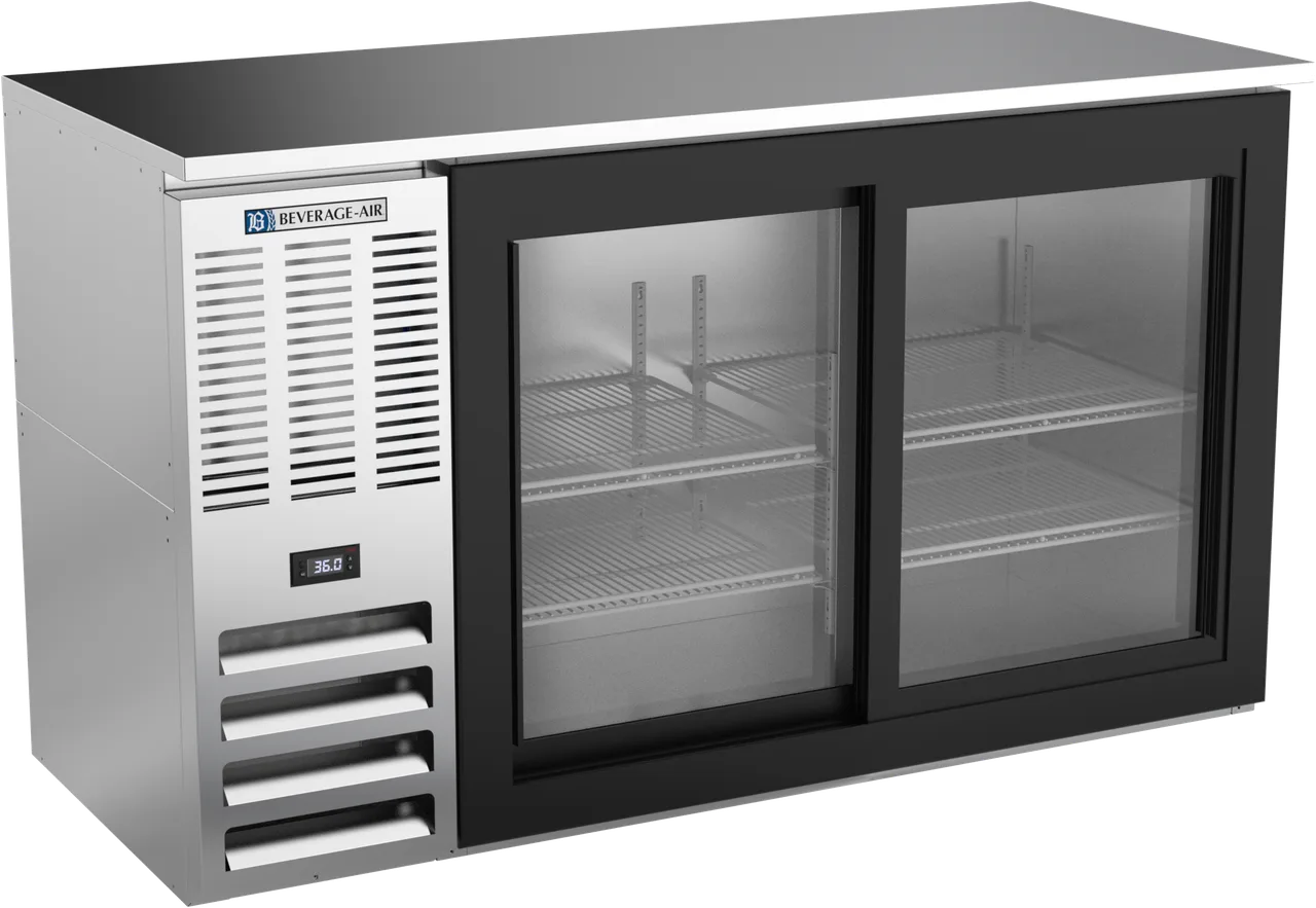 Beverage Air BBN58HC-F-GS-S Cooler, 58"W x 34"H x 25"D, 14.8 cu ft, Glass Doors, R290, 1/3 HP, 115V