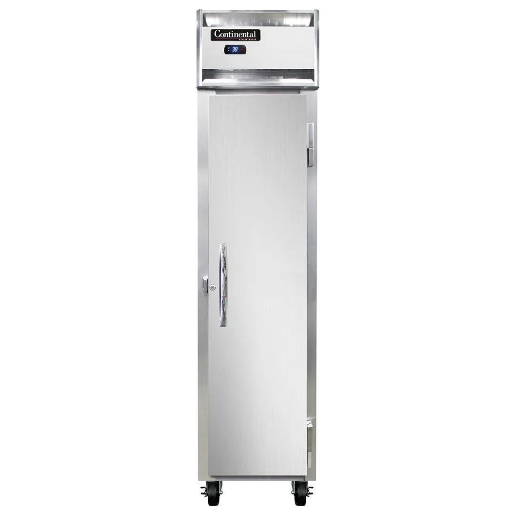 Continental 1RSESNSA 18" 1-Section Reach-In Refrigerator w/ Solid Door, Stainless Steel Exterior, 12 cu. ft.