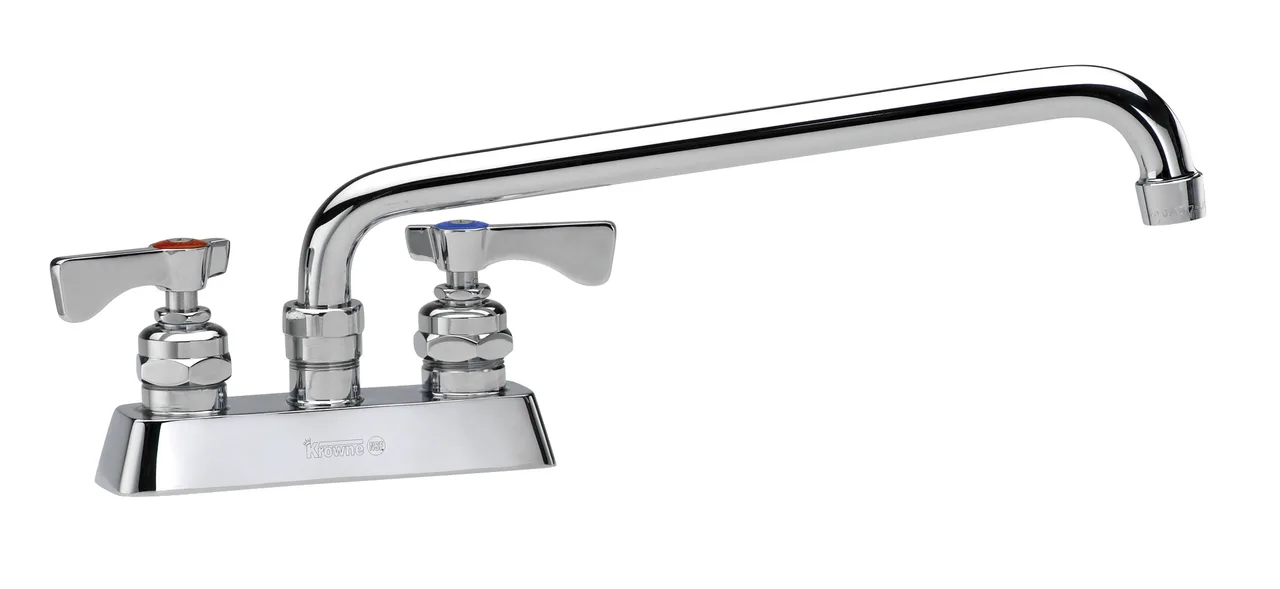 Krowne 15-312L Royal Series Low Lead Deck Mount Faucet w/ 4" Centers, 12" Swing Spout