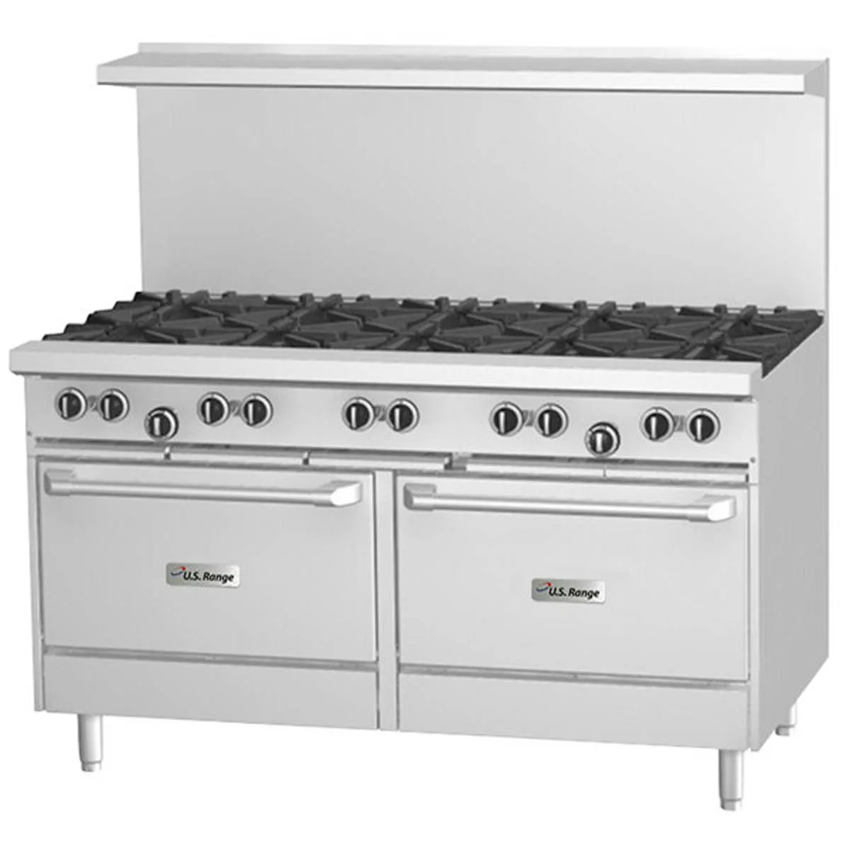 Garland US Range U60-10RS 60" Gas Restaurant Range w/ (10) Open Burners, (1) Standard Oven, (1) Cabinet Base, 358.000 BTU