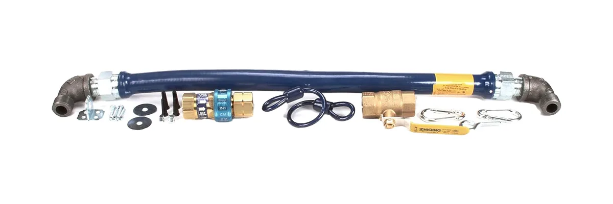 Dormont 1675KIT24 Deluxe SnapFast 24" Gas Connector Kit w/ Two Elbows, Restraining Cable, 3/4" Dia