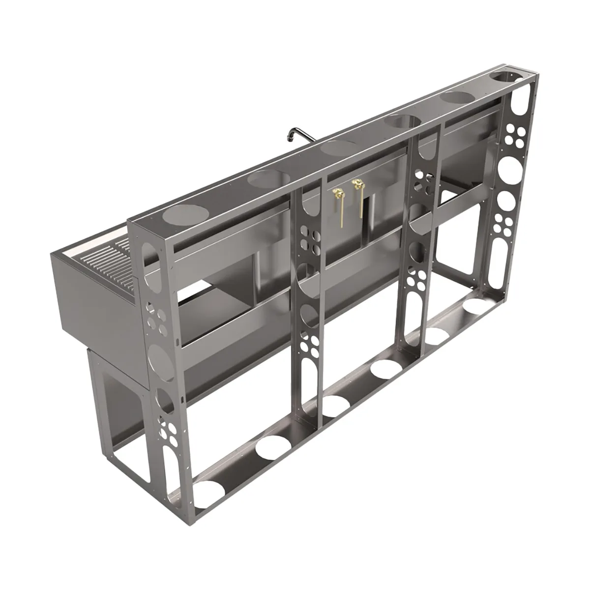 BK Resources UBDW-18-372TS Underbar Sink Units, 3 Compartment with 2 Drainboards