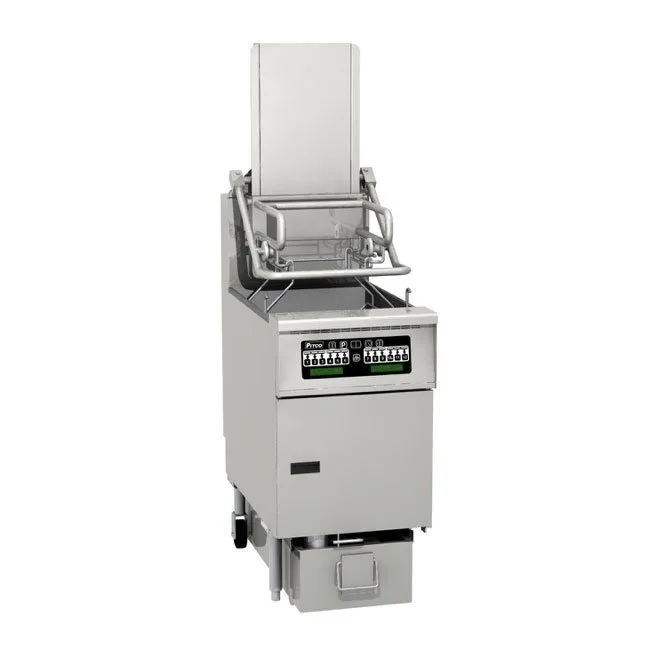 Pitco SFSELVRF 21" Floor Model Electric Full Pot Fryer w/ 76 Lbs Oil Capacity, Auto Filtration, Basket Lift Assist, Auto Top Off