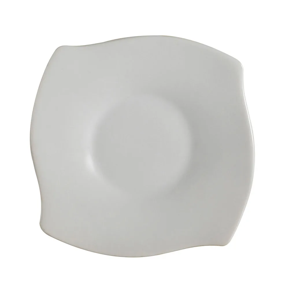 CAC China PHA-2 - Square Porcelain Saucer, 6" x 6" x 0.75", Super White, Dishwasher Safe - 1 Dozen