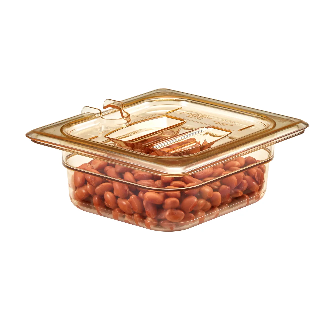 Cambro 60HPCHN150 H‑Pan Cover, 1/6‑Size Amber Plastic Lid with Handle, Notched Slot, NSF