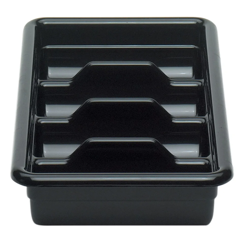 Cambro 1120CBR110 Cutlery Box, 11-3/8"L x 20-7/16"W x 3-3/4"H, 4-Compartment, Hi-Impact Plastic, Black