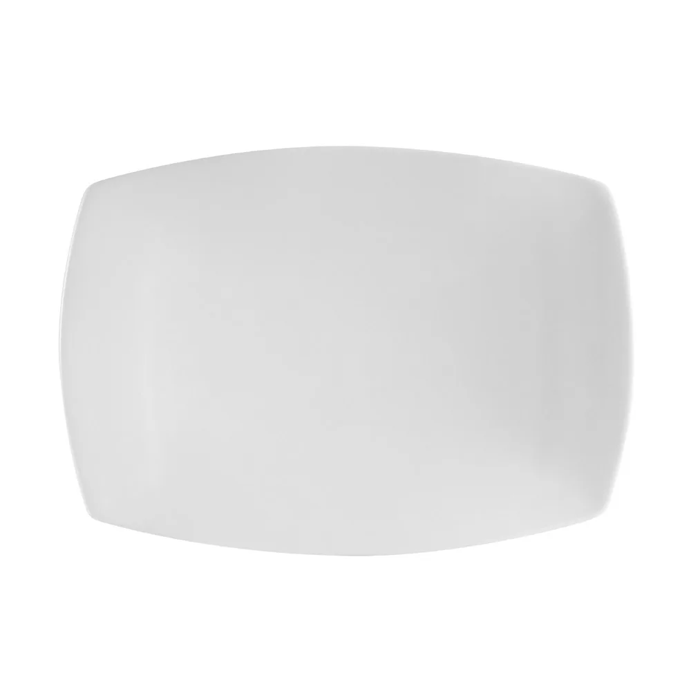 CAC China COP-RT14 Porcelain Platter 13-1/4" L x 9-1/2" W x 1" H White Coupe Rim - Dozen
