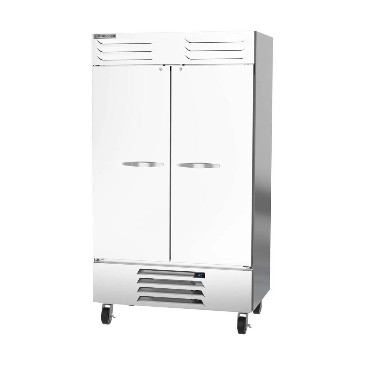 Beverage Air RB44HC-1S 47" Two-Section Reach-In Refrigerator w/ 2 Solid Doors, Bottom Mounted, Aluminum Interior, 44 cu. ft.