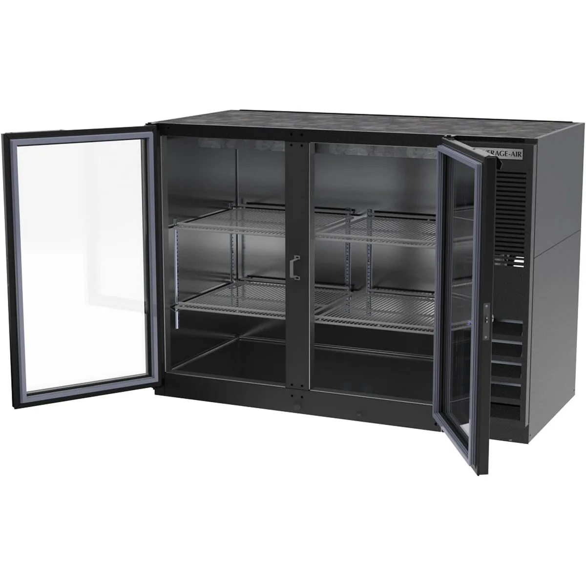 Beverage Air BB48HC-1-FG-B 48" 2 Section Black Back Bar Cooler with Glass Door
