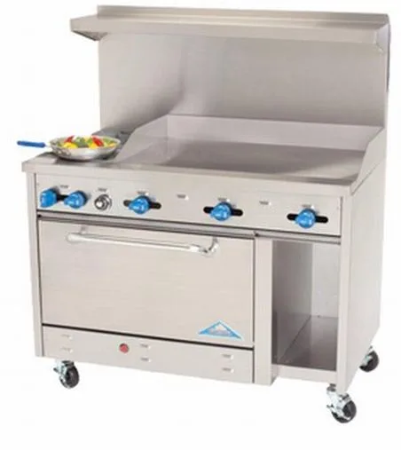 Comstock-Castle F3430-48 48" Gas Restaurant Range w/ 48" Full Griddle, (1) Standard Oven, (1) Cabinet Base, 126.000 BTU