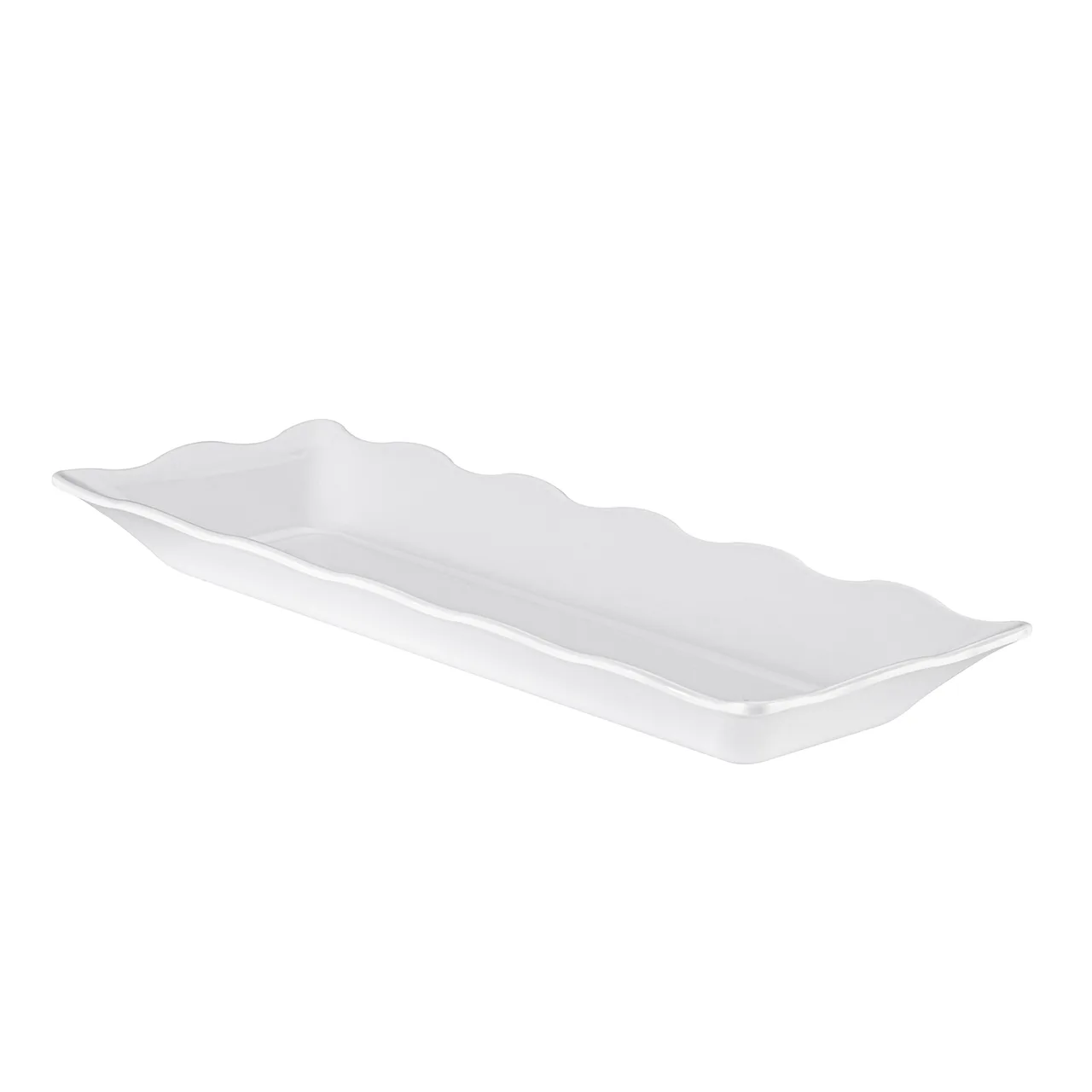CAC China MLSC-RT281-W Platter, 17-1/2" W x 6-3/4" D x 1-3/4" H, White China, Scallop Edge - Dozen