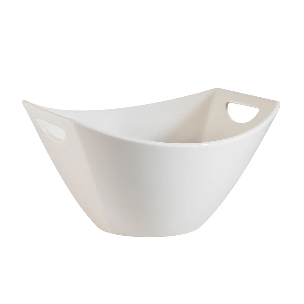 CAC China STU-B8 Oval Salad Bowl, 78 Oz., 8-1/4"L x 8"W x 5-3/4"H, Porcelain, Bone White - Dozen