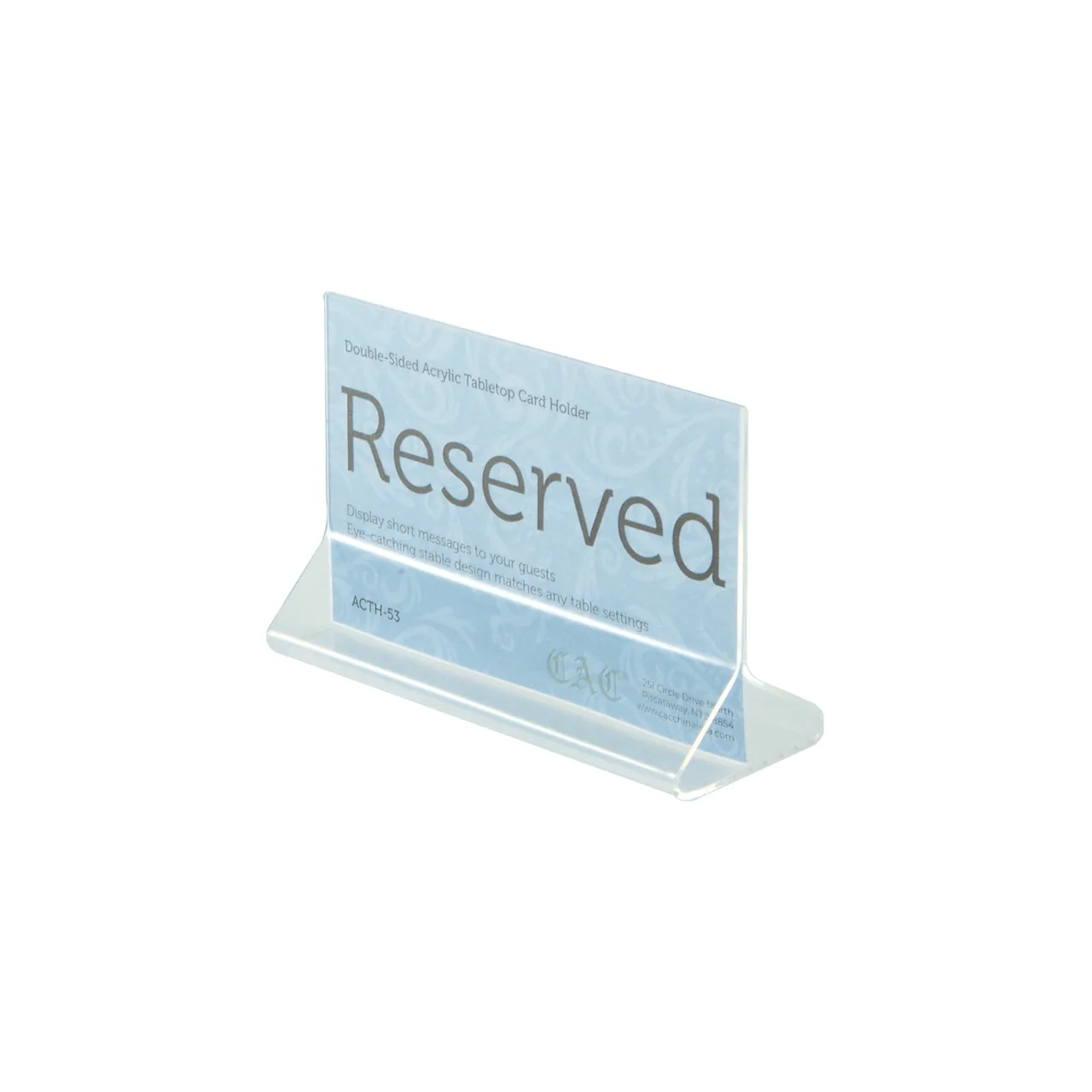 CAC China ACTH-53 Menu Card Holder, 5½"W x 3½"H Acrylic BPA‑Free Stand, Height 4"‑6"