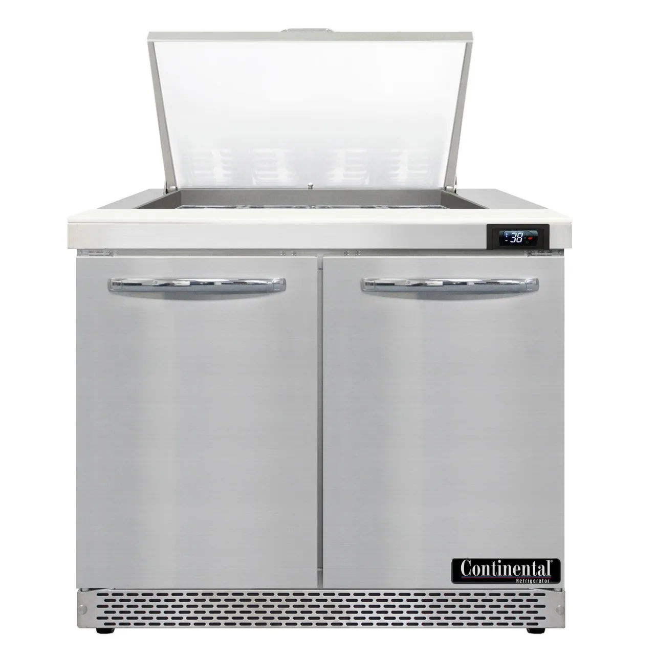 Continental Refrigerator SW36N12M-FB 36" Mega Top Sandwich Prep Table w/ 2 Doors, 12 pans