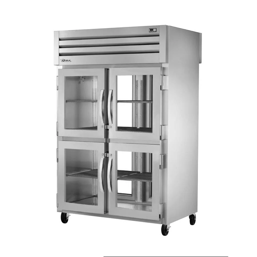 True STR2RPT-4HG-2G-HC 2-Section Pass-Thru Refrigerator w/ Front 4 Glass Half & Rear 2 Glass Doors, Stainless Steel