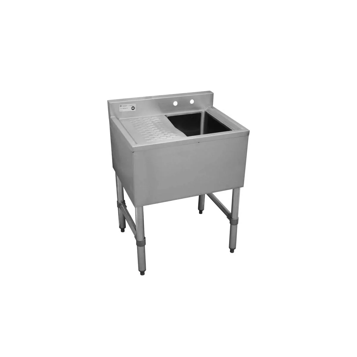Serv-Ware BAR1B24-L-CWP 24" 1 Compartment Underbar Sink w/ 1 Left Drainboard, 4" Faucet Holes