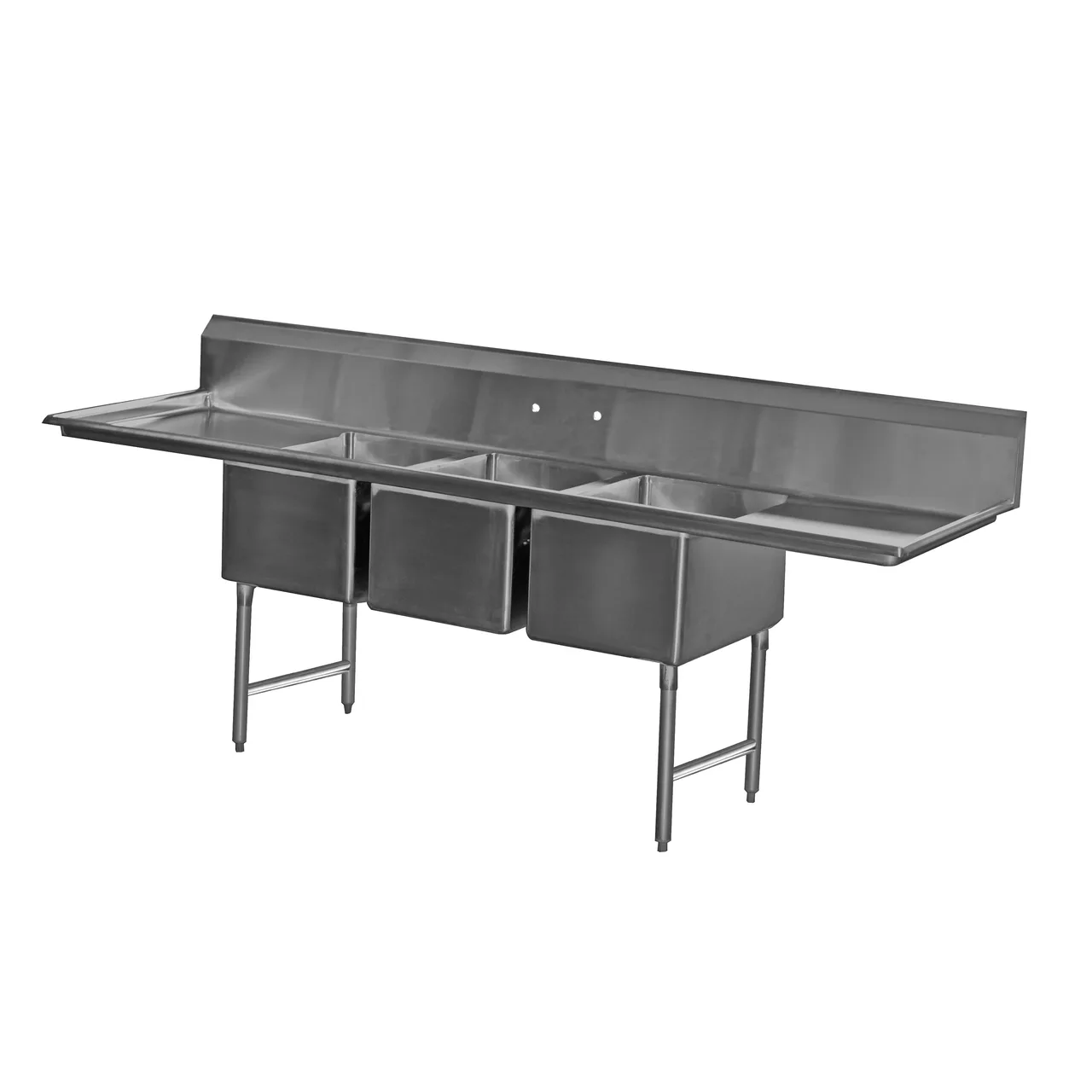 Serv-Ware E3CWP1824-V 59" Three Compartment Sink, 18"W x 24"L Bowl Without Drainboard