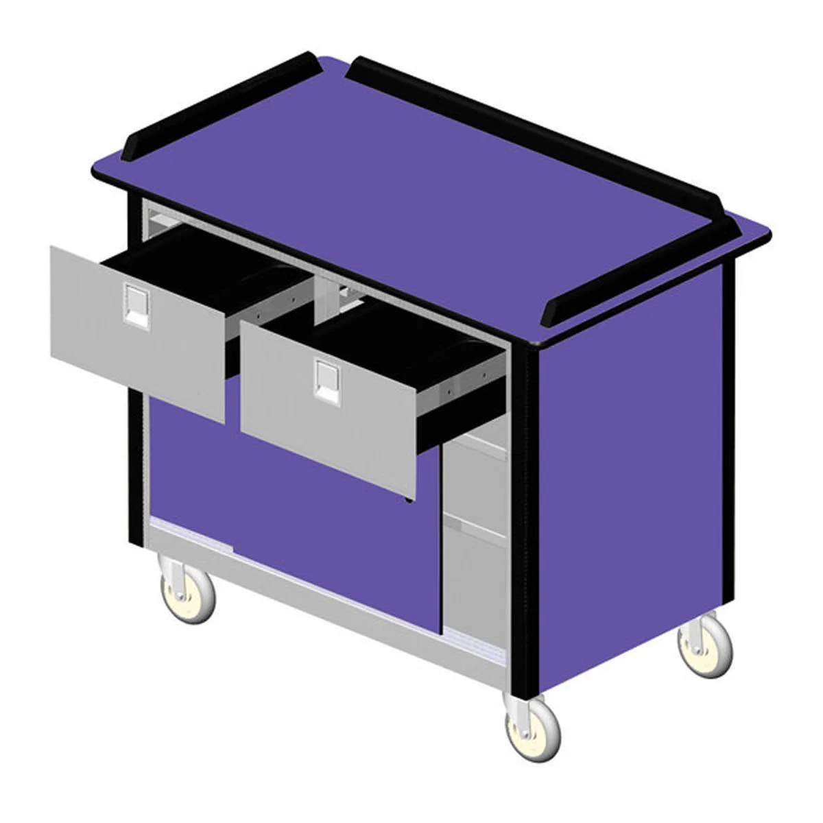 Lakeside 690-40 Food Cart w/ Drawers, Expanded Stainless Steel Storage Compartment