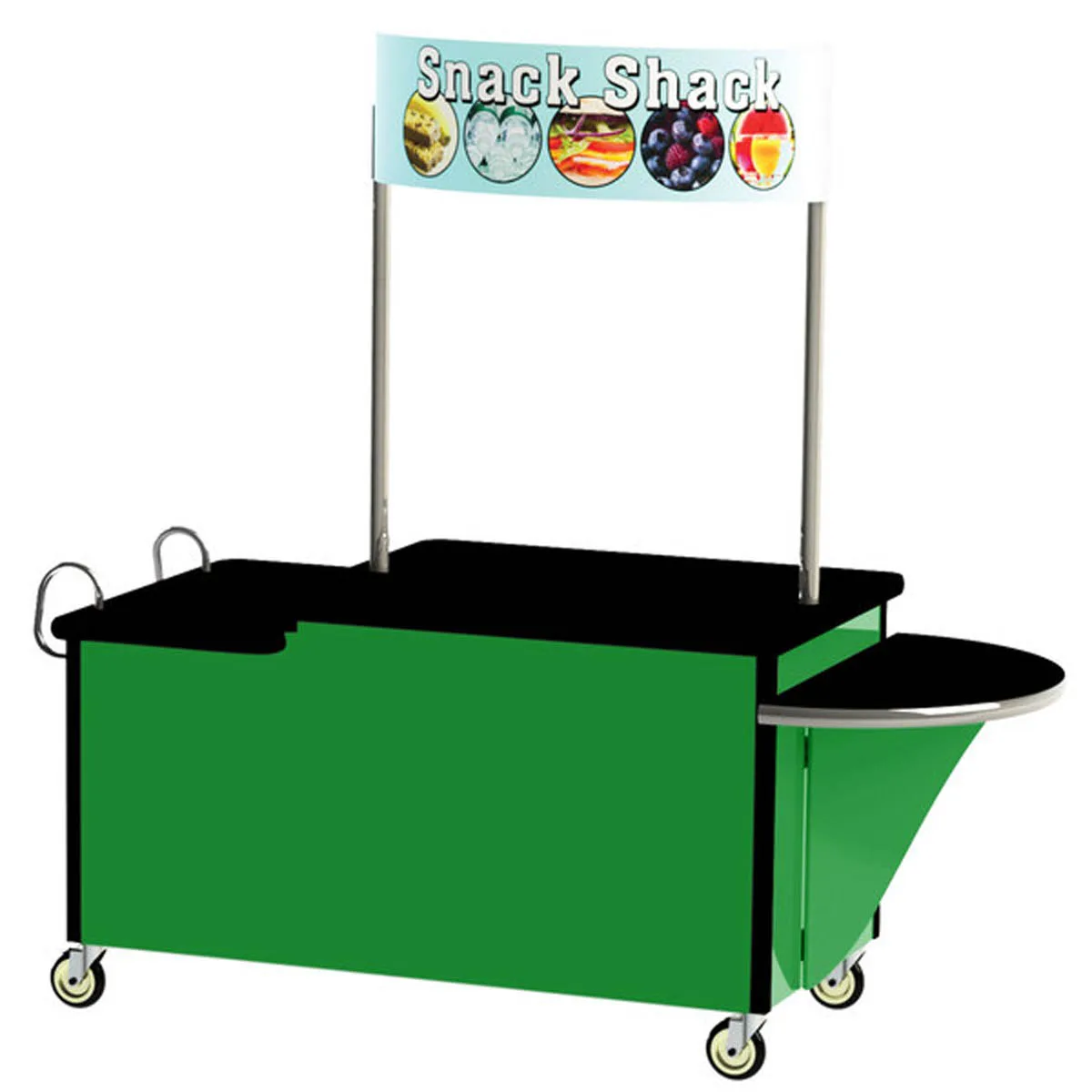 Lakeside 768 Stainless Steel Vending Kiosk / Breakfast / Snack Cart w/ 2-Level Black Laminate Flat Top