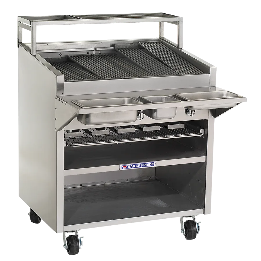Bakers Pride F-48RS 48" Floor Model Gas Radiant Charbroiler w/ Cabinet Base, 150.000 BTU