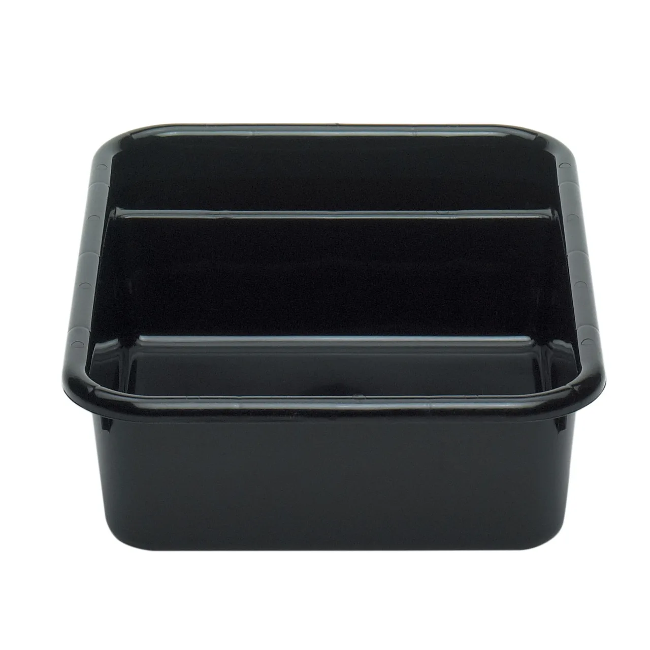 Cambro 1621CBP110 Cambox® 2-Compartment Bus Box, 15-5/8"L x 20-1/2"W x 4-7/8"H, Hi-Gloss Plastic, Black