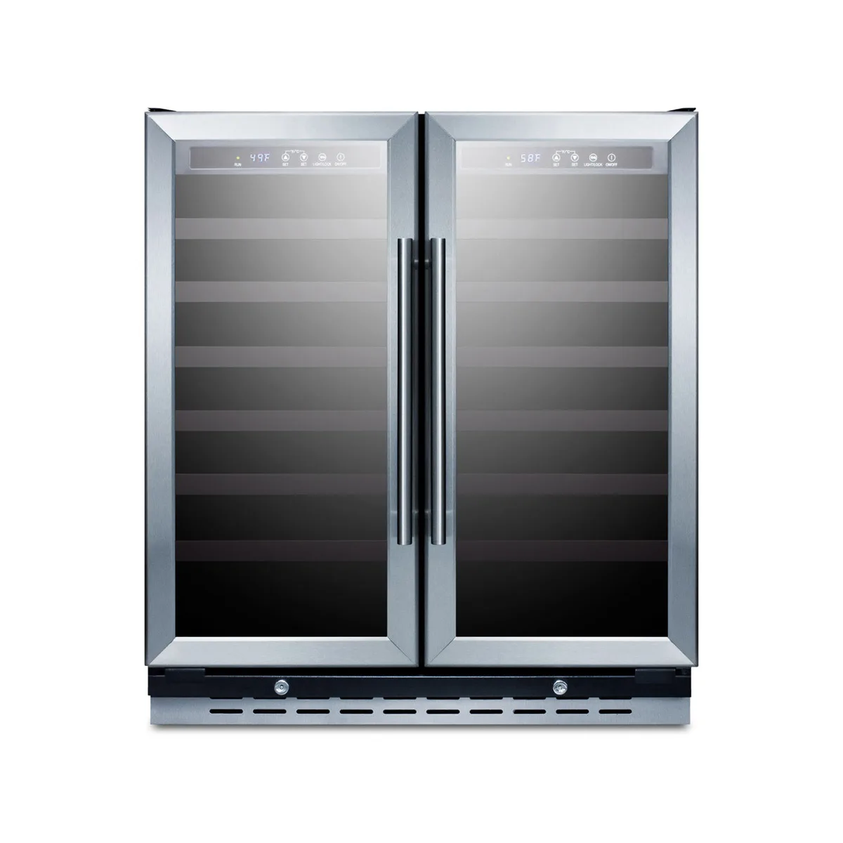 Summit SWC3066B 30" Glass Door Wine Refrigerator, Dual Temperature, 66 Bottles