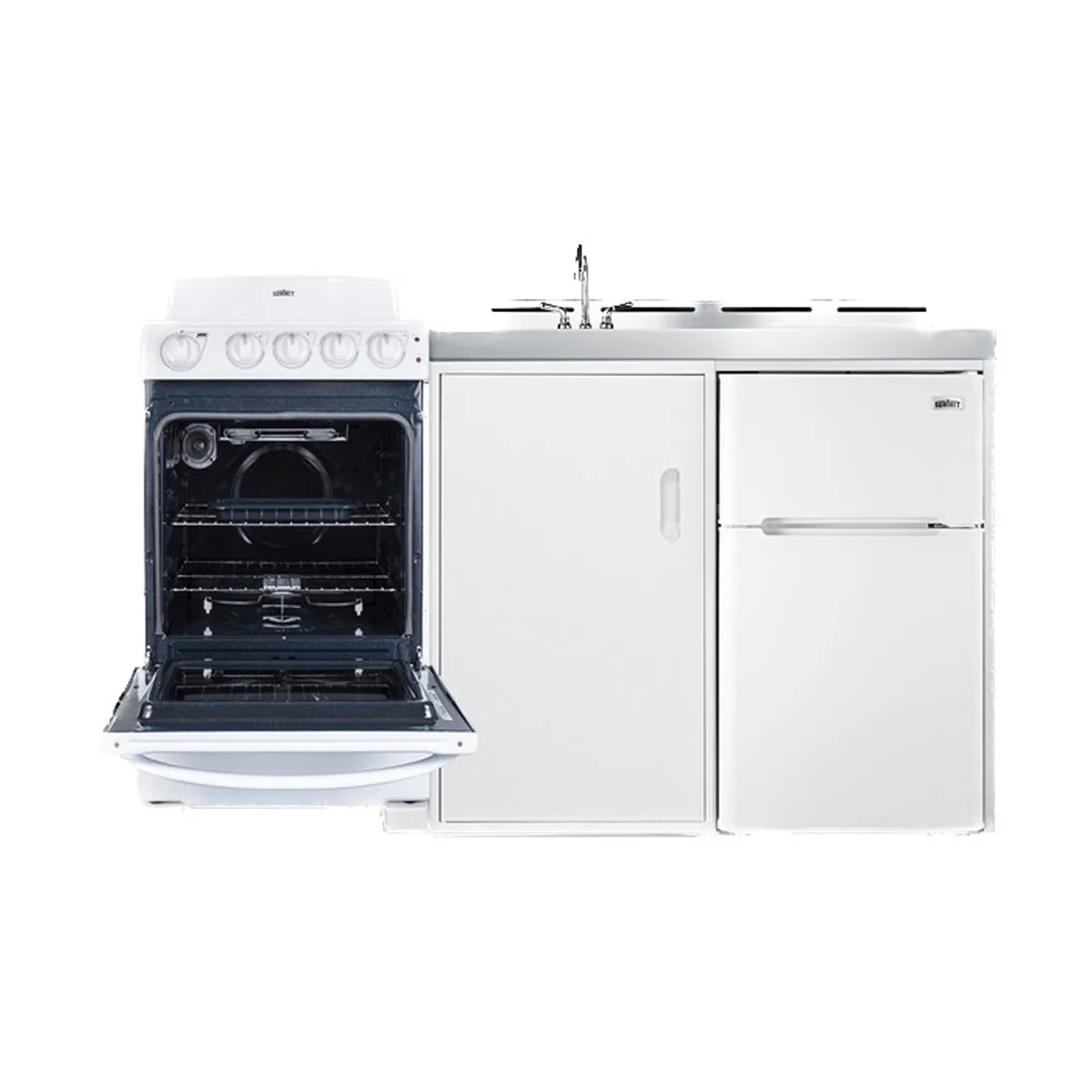 Summit ACK60COILW All-in-One Combo Kitchen, 58.63"W x 23.5"D x 42"H, with deep drawn sink