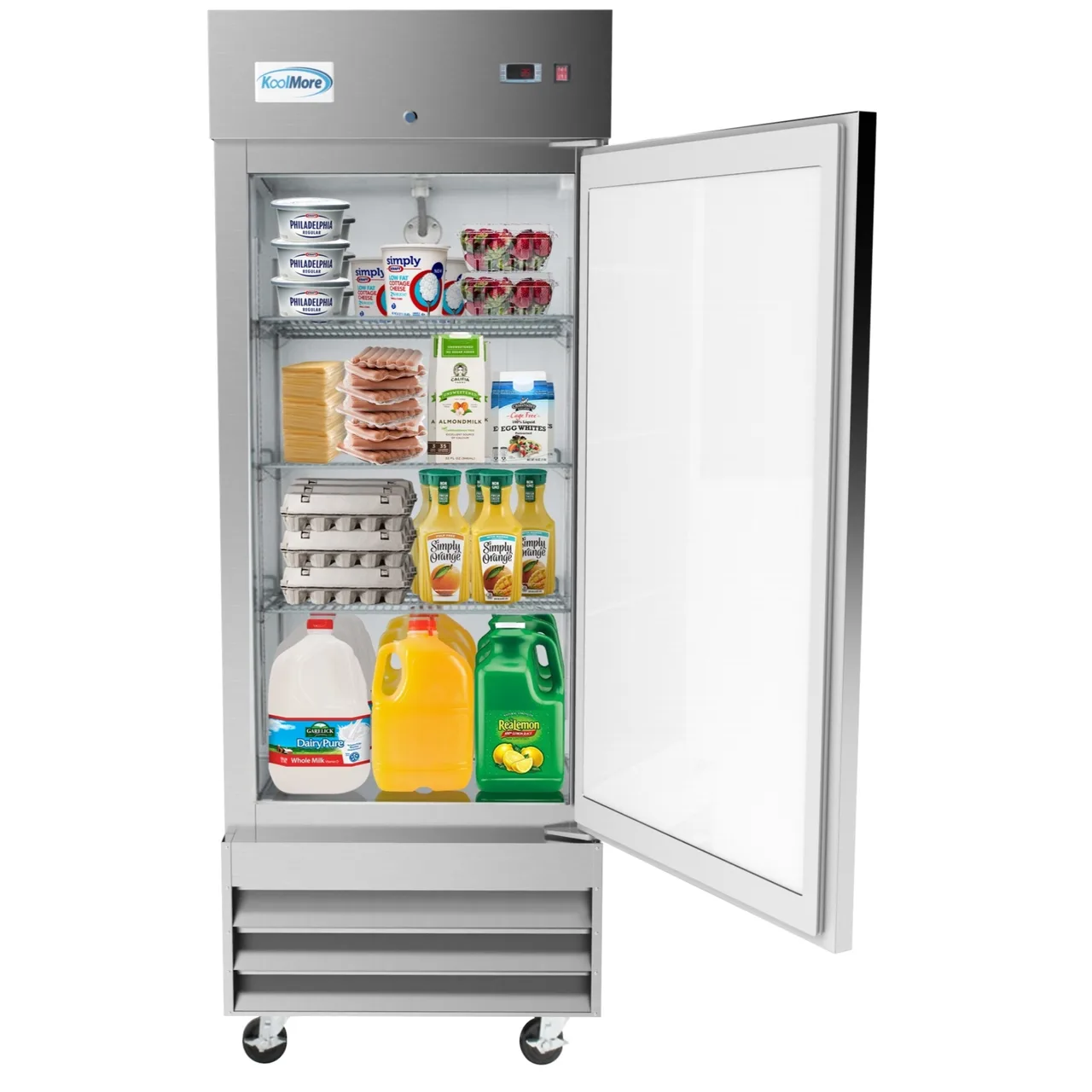 Koolmore RIR-1D-SS-19C 29" 1-Solid Door Reach-In Refrigerator, 15.5 cu. ft., Bottom Mounted