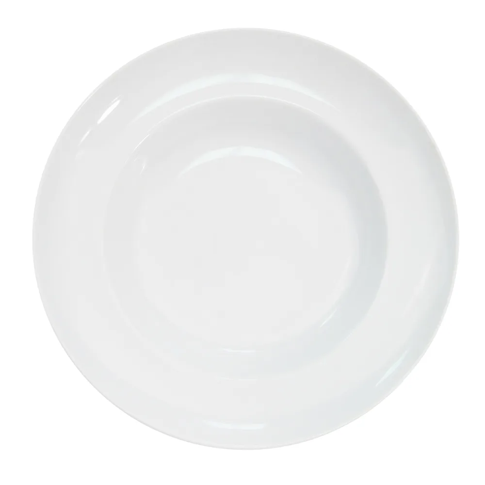 CAC China RCN-136 Mediterranean Pasta Bowl, 8" Dia, 10 Oz, Porcelain, White, Dishwasher Safe - Dozen