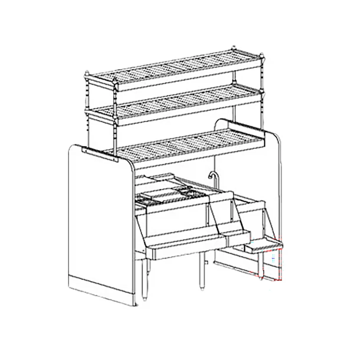 Perlick PTS54R-LF 54" Pass-Thru Combo Underbar Ice Bin/Cocktail Station w/ 8 Circuit - 95 lbs / Left