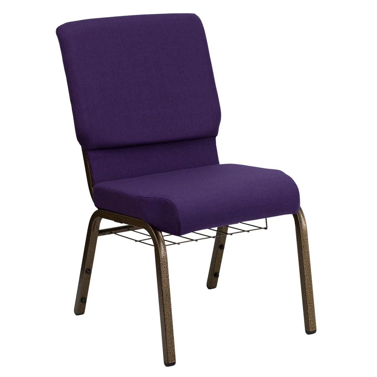 Flash Furniture FD-CH02185-GV-ROY-BAS-GG Hercules Series Stacking Church Chair, 800 lb, Royal Purple Fabric Upholstery, Gold Vein Finish