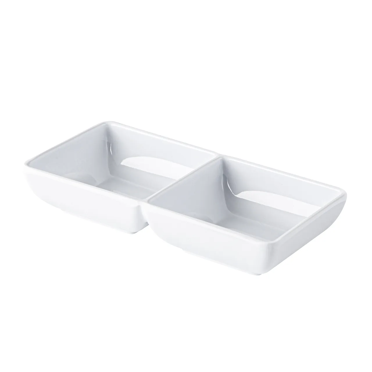 CAC China XCND-2-6W 5oz White China Bowl, 5-7/8"W x 2-3/4"D x 1-1/8"H, 2 Compartments - Dozen