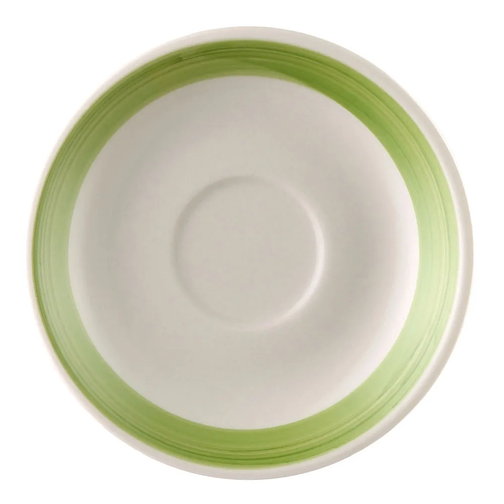 CAC China R-36-G Saucer, 4.5" Round Stoneware, Green/American White, Dishwasher Safe - 1 Dozen