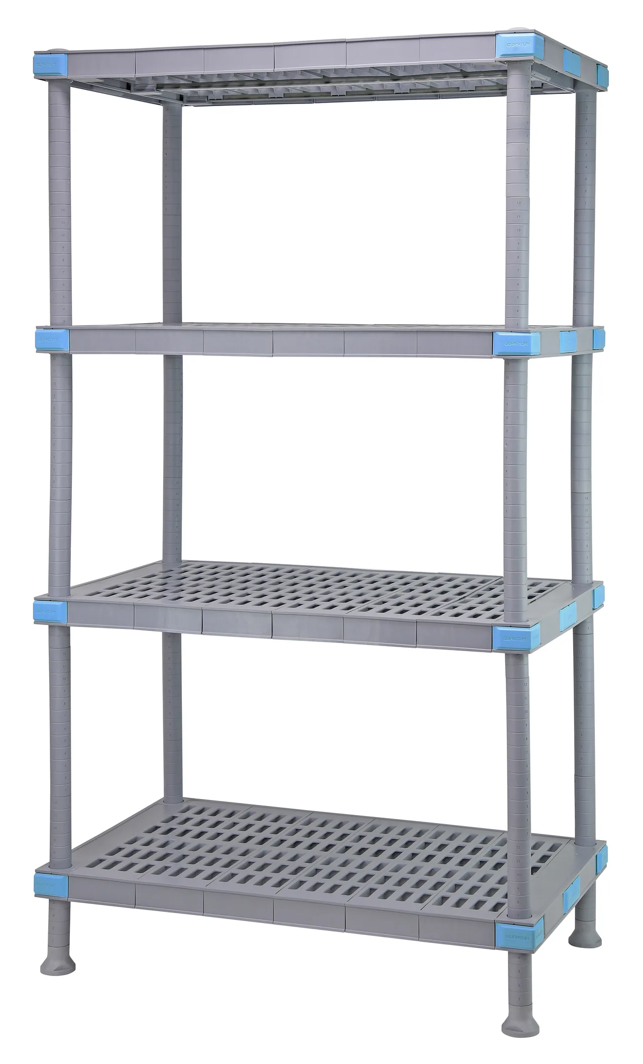 Quantum QP183674VS-4 NSF Millenia Gray Polymer 4 Shelf Vented Shelving Unit - 36" x 18" x 74"