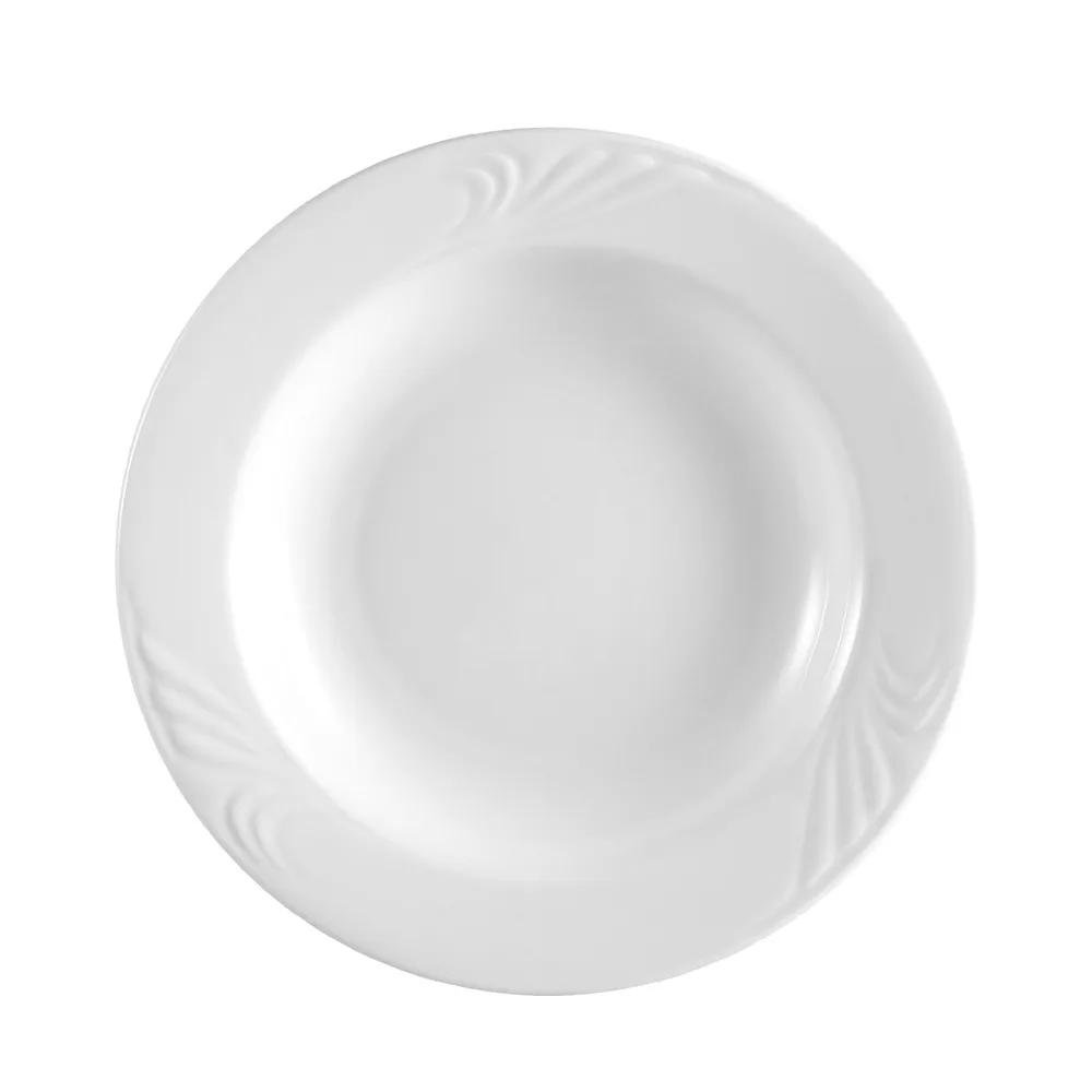 CAC China RSV-3 Roosevelt Soup Plate, 10oz, 8-1/2" Dia. x 1-3/4" H, Porcelain, Super White - Dozen