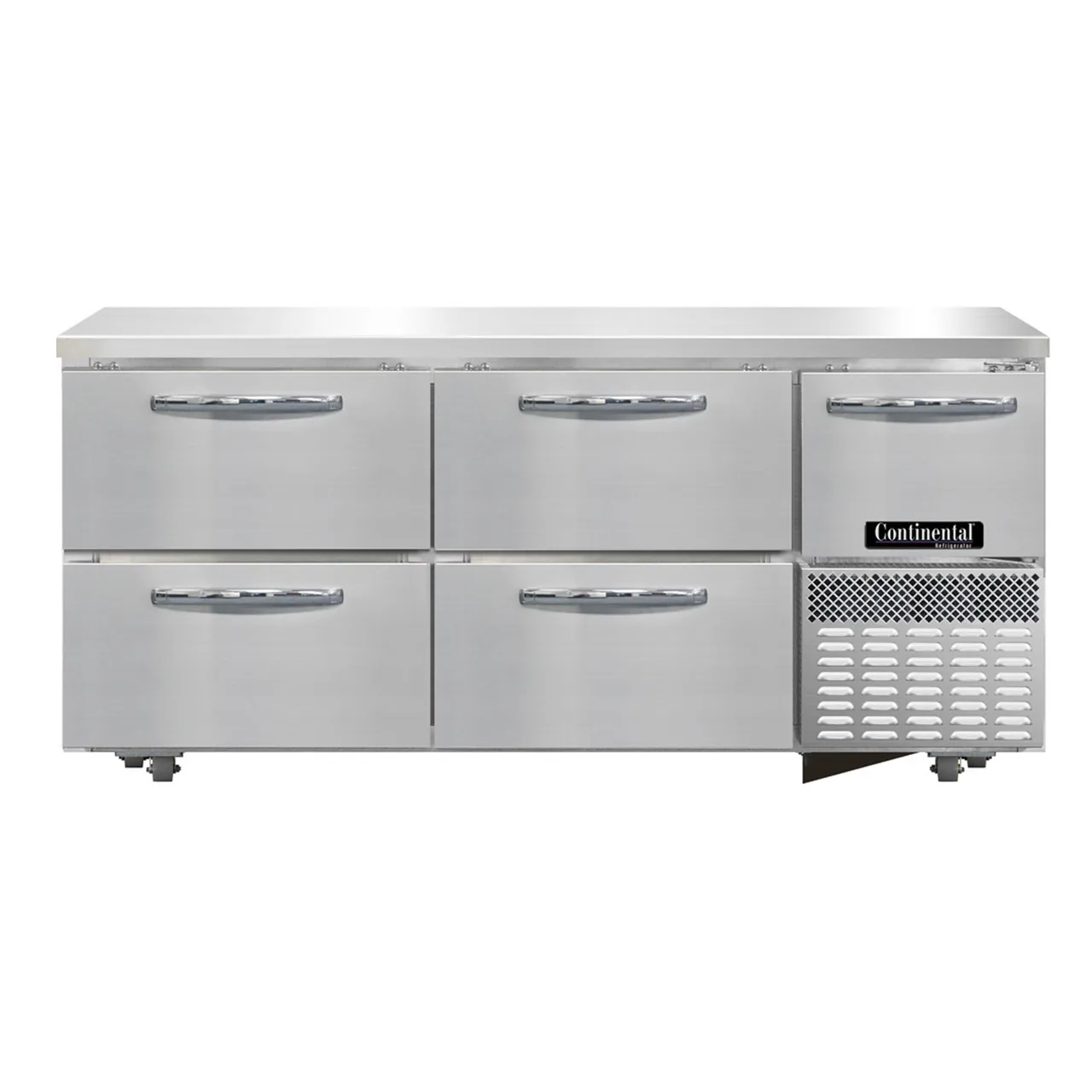 Continental Refrigerator FA68SN-U-D 68" 4-Drawer 1 Half-Door Undercounter Freezer, Stainless Steel, 17.6 cu. ft.