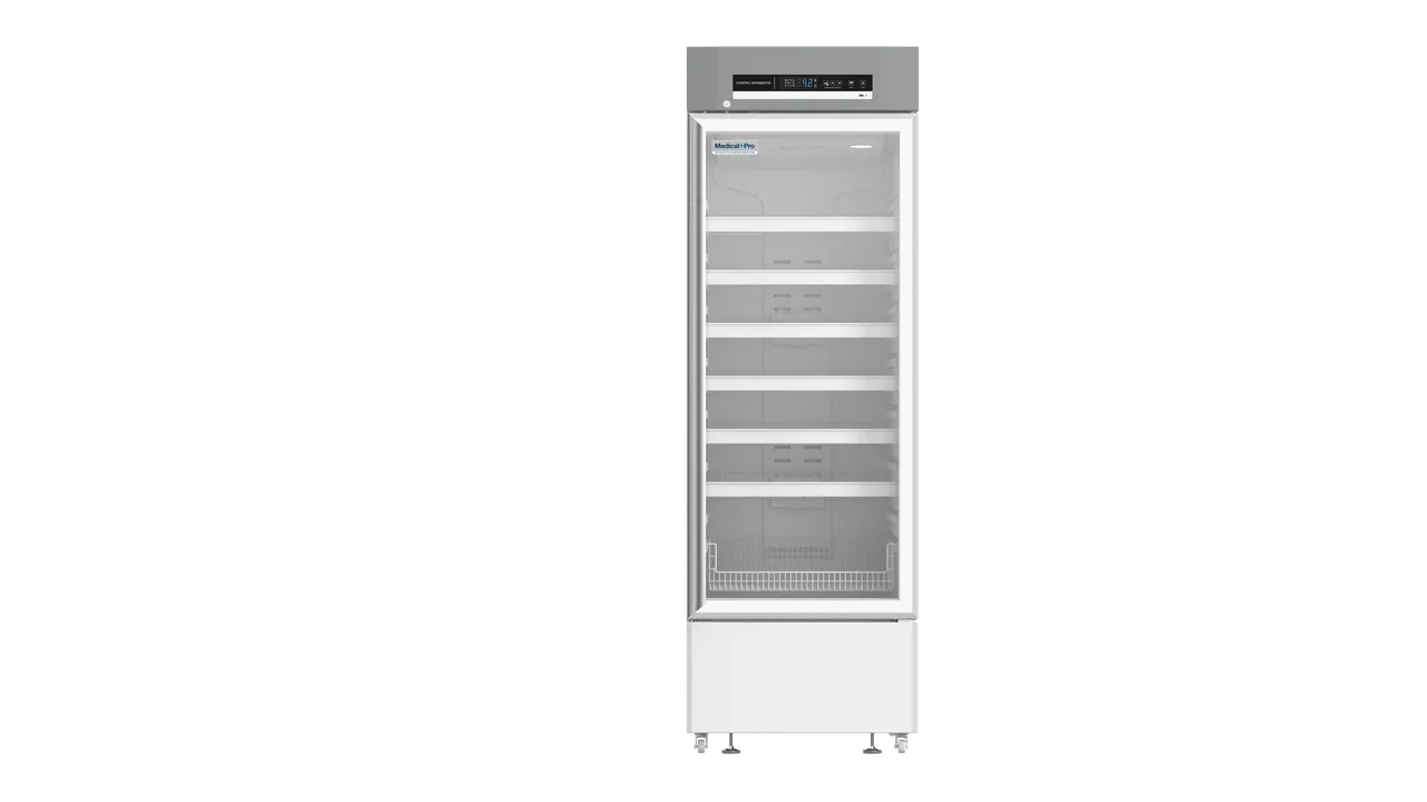 Migali MP-14RG-HC Fridge, 14 cu ft, 25" Glass, SS, Full/Bot, +2°C-+8°C, Microproc, USB Alarms,115V UL