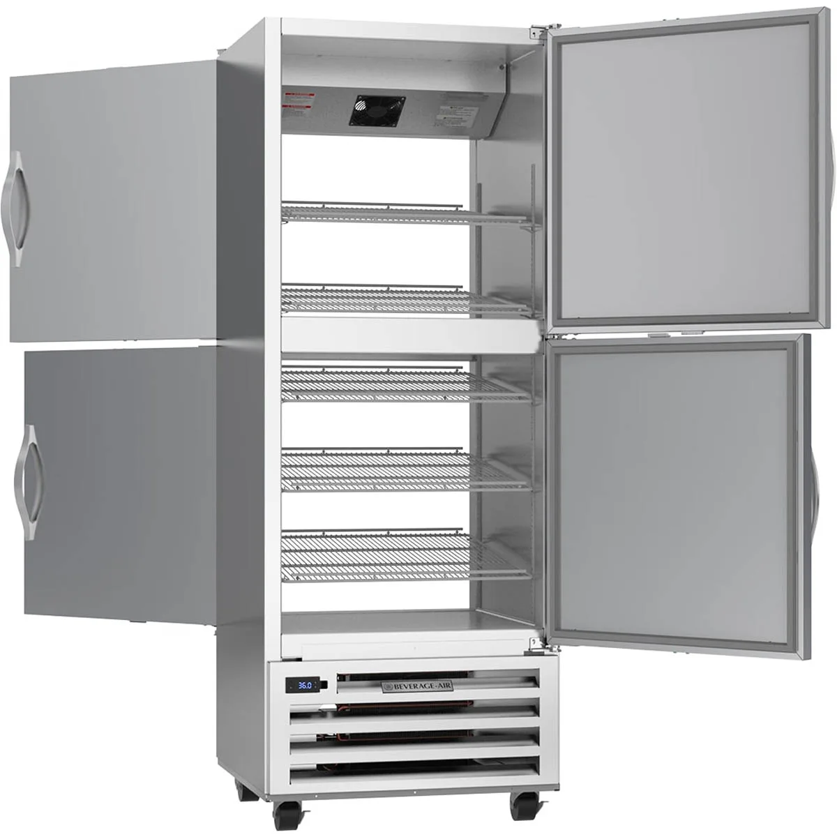 Beverage Air RID18HC-HS 27" 1-Section Pass-Thru Refrigerator w/ 4 Solid Half-Doors, Bottom Mounted, 18.38 cu. ft.